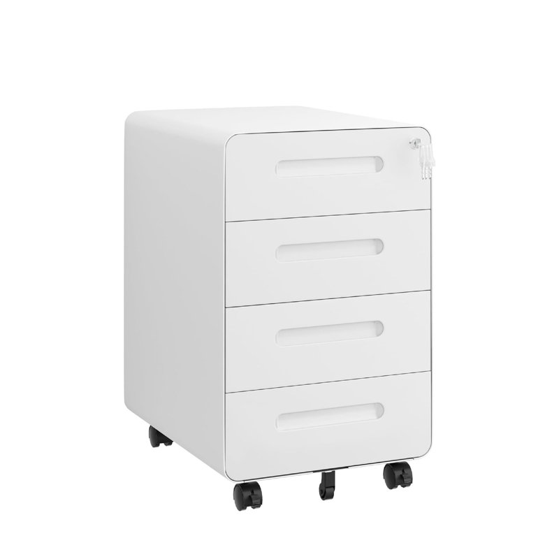 40 cm W 4 -Drawer Wheels / Casters included Mobile Steel Filing Cabinet, White
