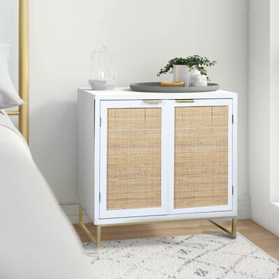 Geneva Accent Storage Cabinet with 2 Rattan Doors, Kitchen Buffet Sideboard White -  Bayou Breeze, C9ABEE9C0D2744698B8D28CFF56EAC5F