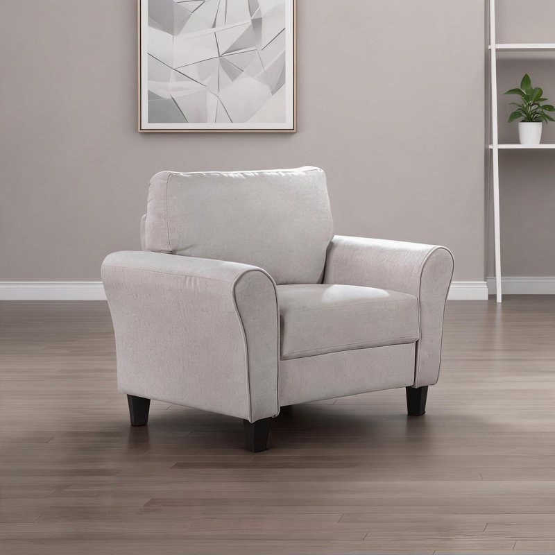 Chaise avec accoudoirs Accent, salon simple, design transitionnel moderne, revêtement en tissu texturé sable sable, Beige