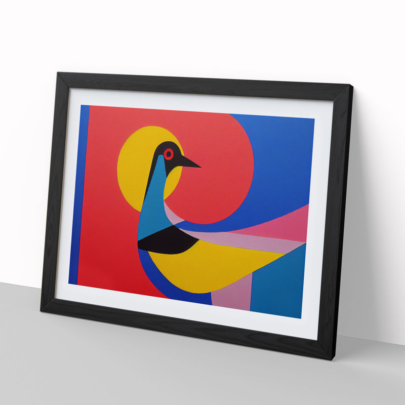 Dove Bird Abstract Vol.2 - Single Picture Frame Print, 34cm H x 46cm W, Black