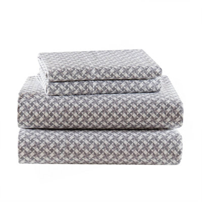 4-Piece King 100% Cotton Printed Sheet Set,Snowflake