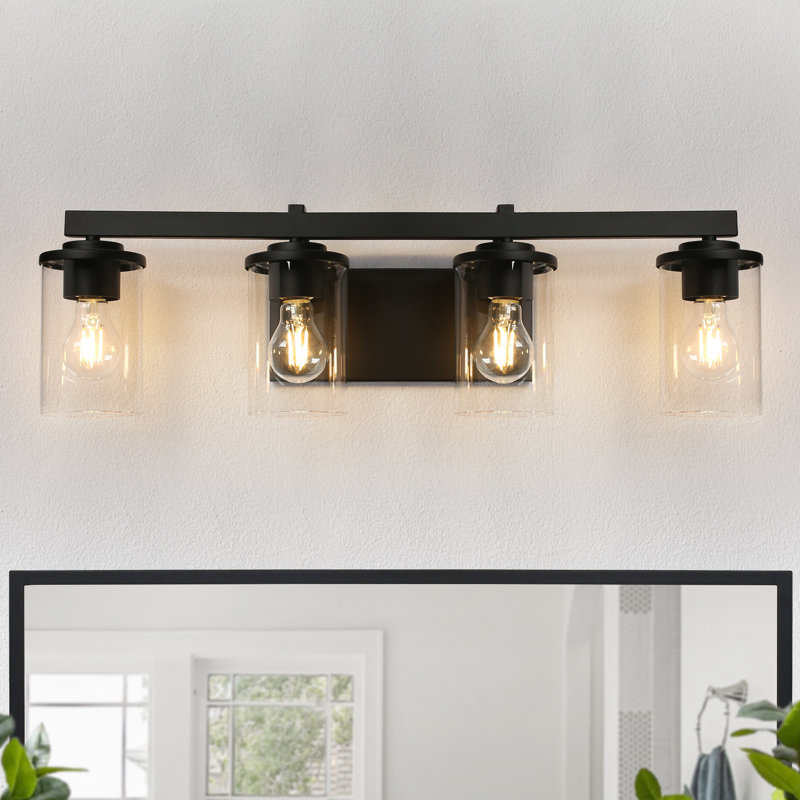 4 Lights Dimmable Vanity Light, Matte Black