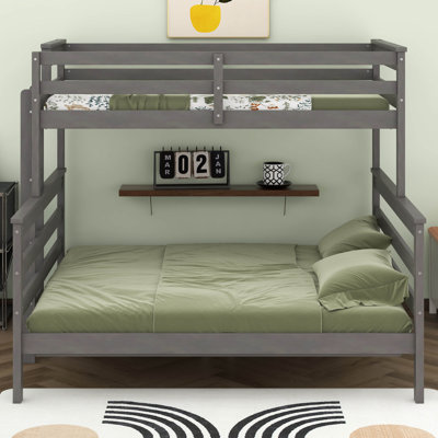 Wood Twin XL Over Queen Bunk Bed With Ladder