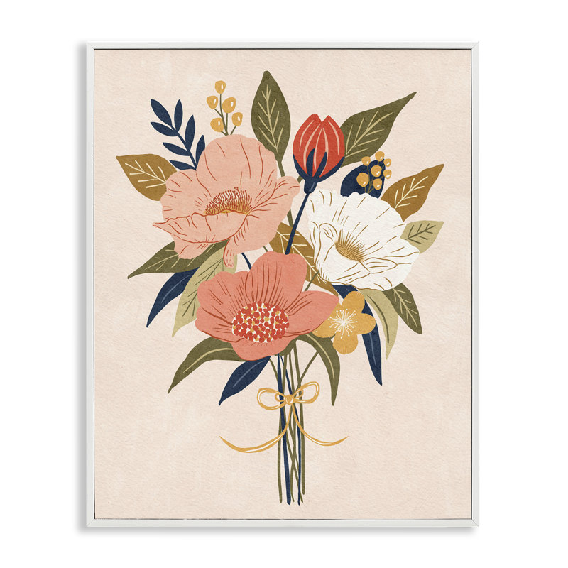 «Peach Floral Bouquet Giclee Art», conception par Lisa Nohren, H 14 po x l 11 po