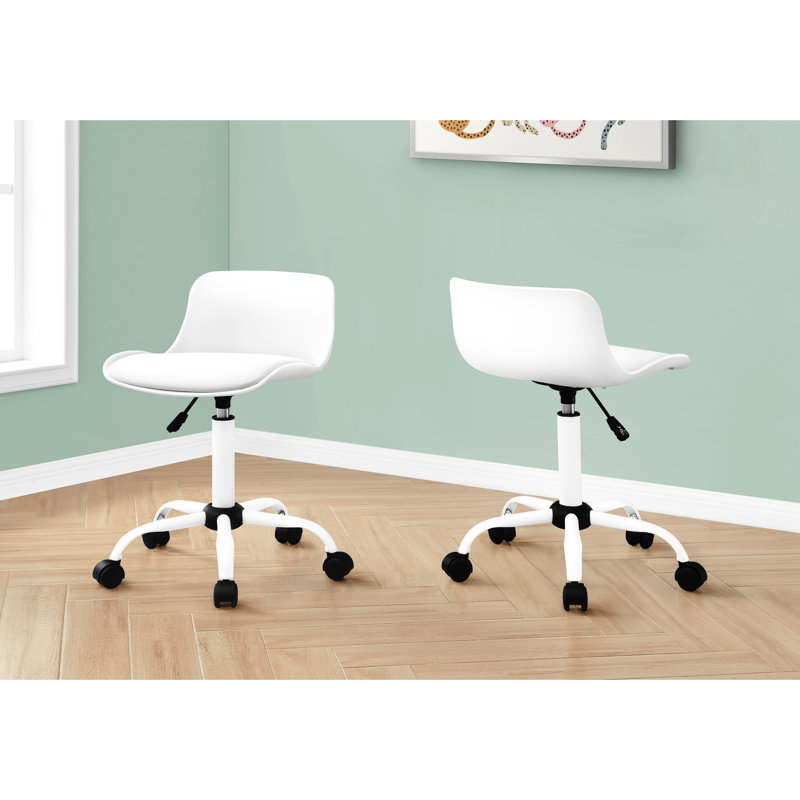 Chaise contemporaine ergonomique - aspect cuir blanc, hauteur de siège réglable, bureau moderne pivotant ergonomique pour ordinateur, base en métal