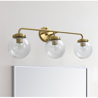 Luminaire de salle de bain à intensité variable à 3 lumières avec abat-jour en verre à finition dorée