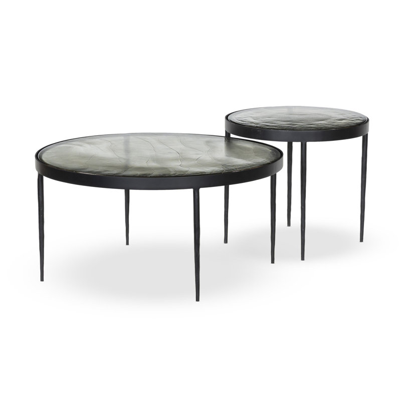 Yoko Nesting Coffee Table, Clear Cast Glass