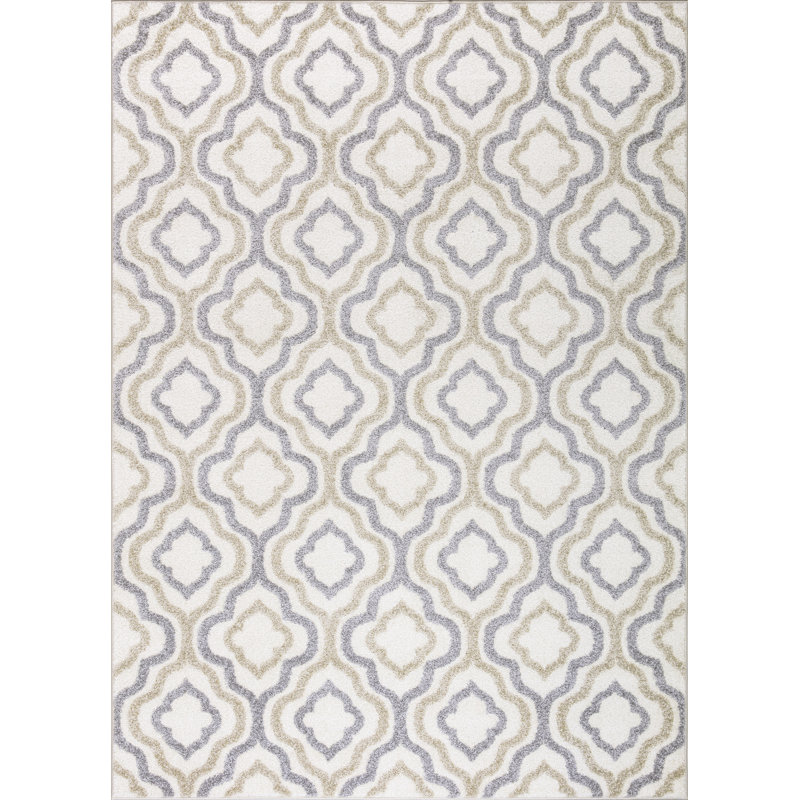 Tapis ivoire à motif géométrique Loney, Rectangle 7 pi 10 po x 9 pi 10 po