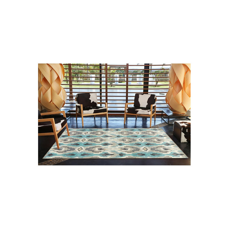 Tapis tissé lavable à motifs bleus, Sous-tapis rectangulaire 4 pi 7 po x 6 pi 7 po inc