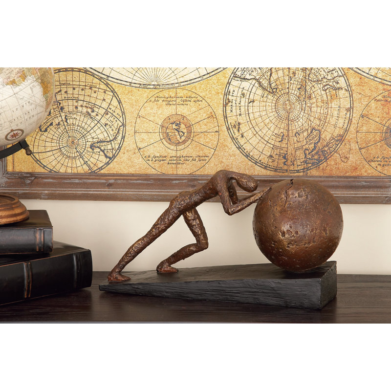 Sculpture Bees in brown polystone with ball