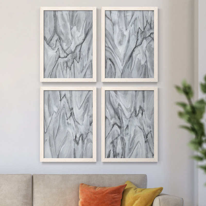 Marbré blanc I, toile encadrée de qualité supérieure - prête à être accrochée, H 31,5 po x l 47 po x P 1,5 po, Blanc