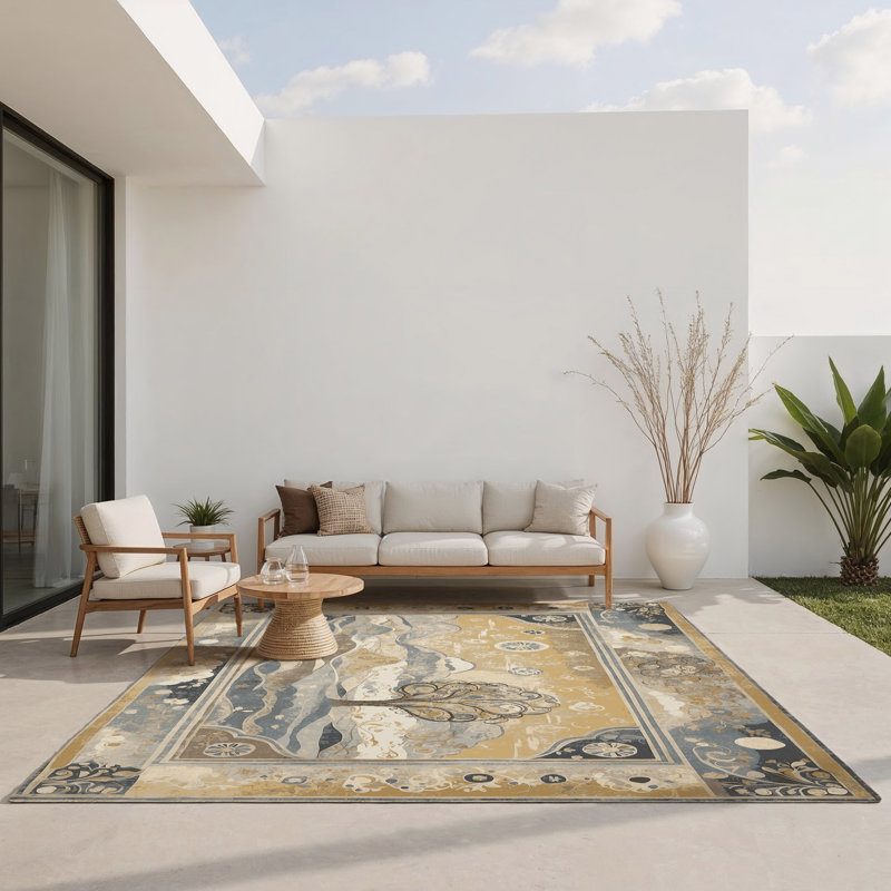 Zesty Beam Indoor And Outdoor Area Rug, Rectangle 1'6" x 2'6"