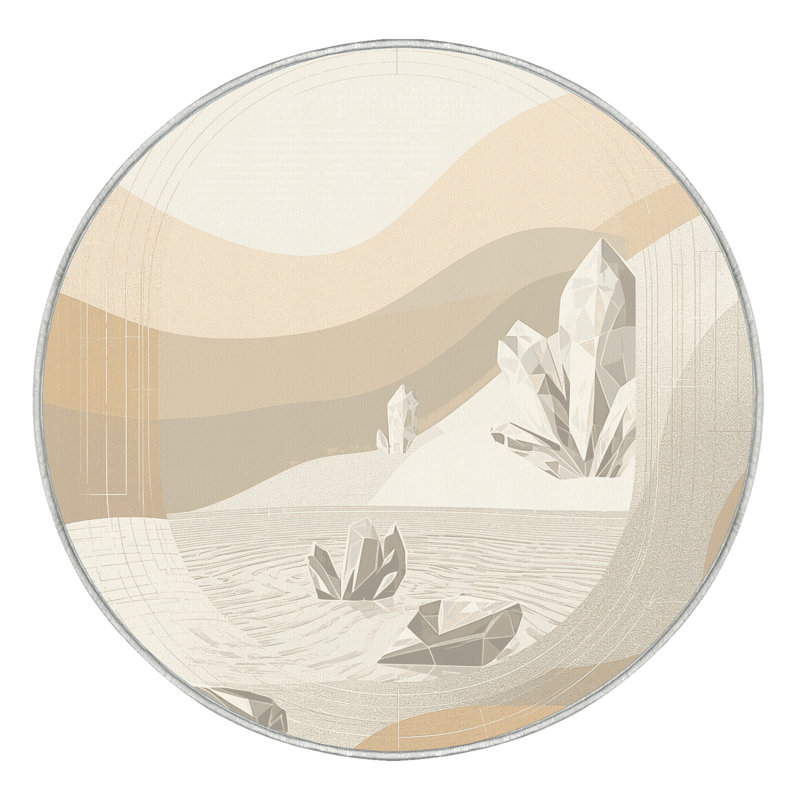 Tapis beige moelleux moelleux doux et minimaliste transparent - blanc, 7' Round