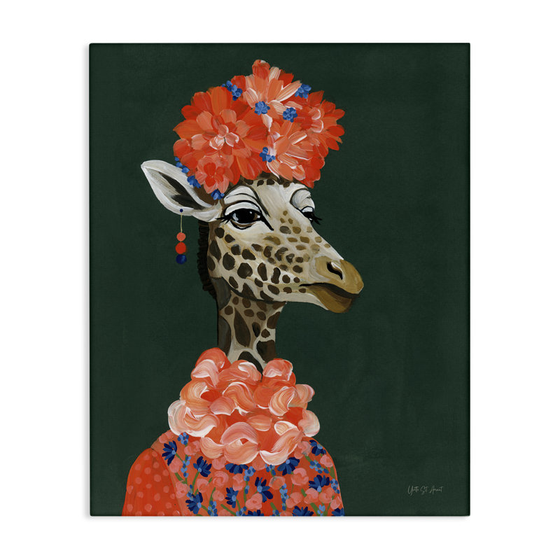  «Regal Giraffe Portrait», art mural sur toile par Yvette St. Amant, H 40 po x l 30 po