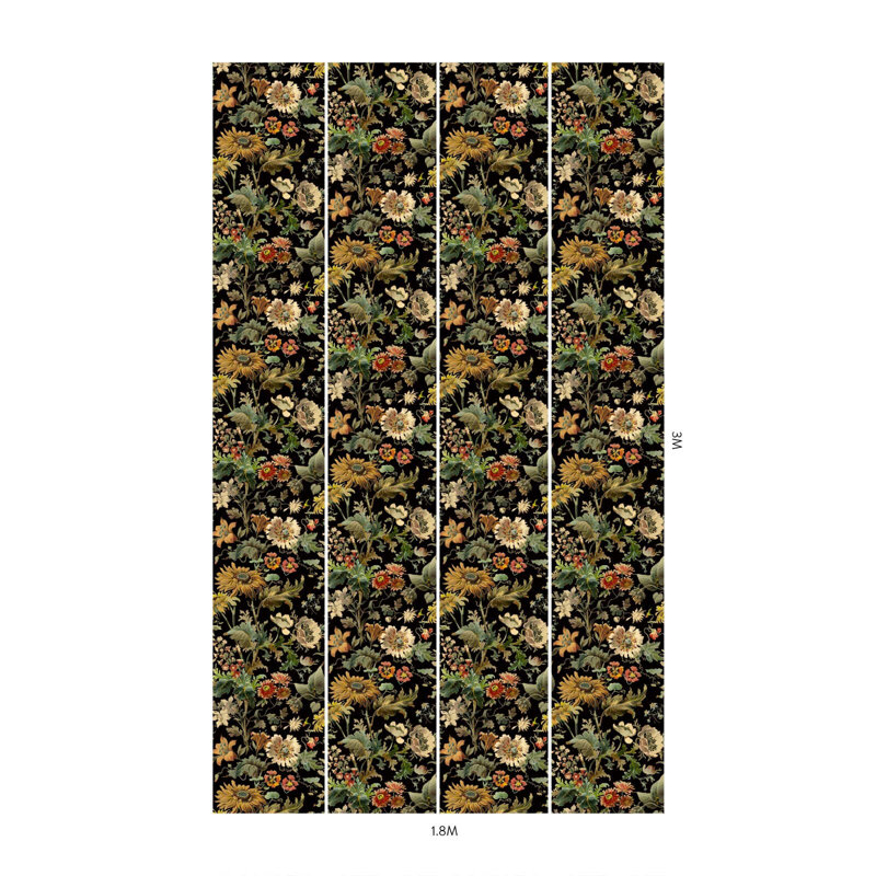 Avalon 9.84' L x 70.8" W Wallpaper Roll, Black/Yellow/Green