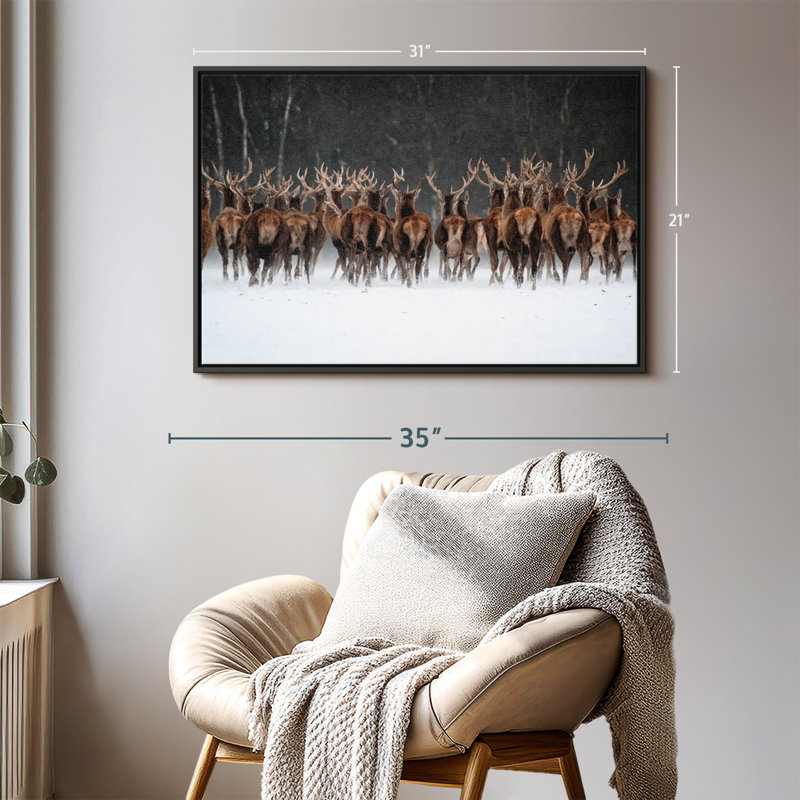 Impression sur toile, "Deer Escape", H 21 po x l 31 po