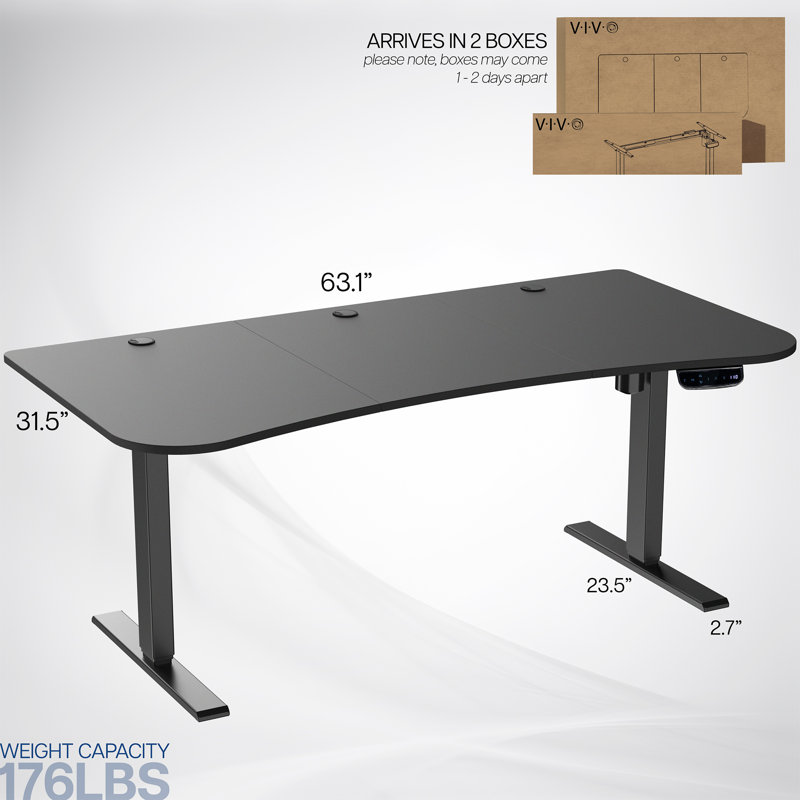 ErgoFlex Black Steel 63" Electric Sit/Stand Desk with Memory Controller