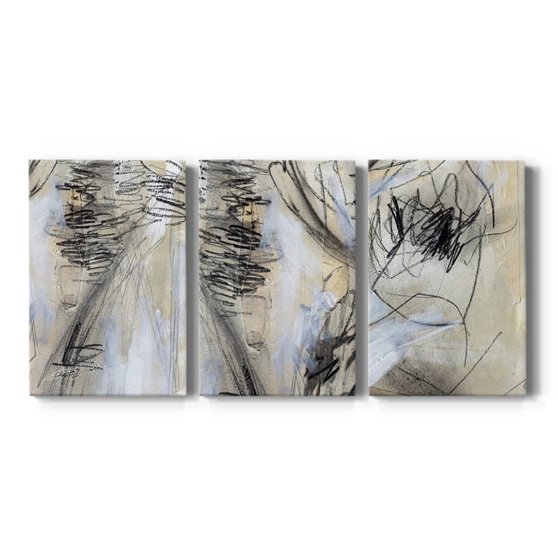 MaskedNotesV - Toile tendue sur mesure avec châssis - 3 pièces, H 12 po x l 24 po