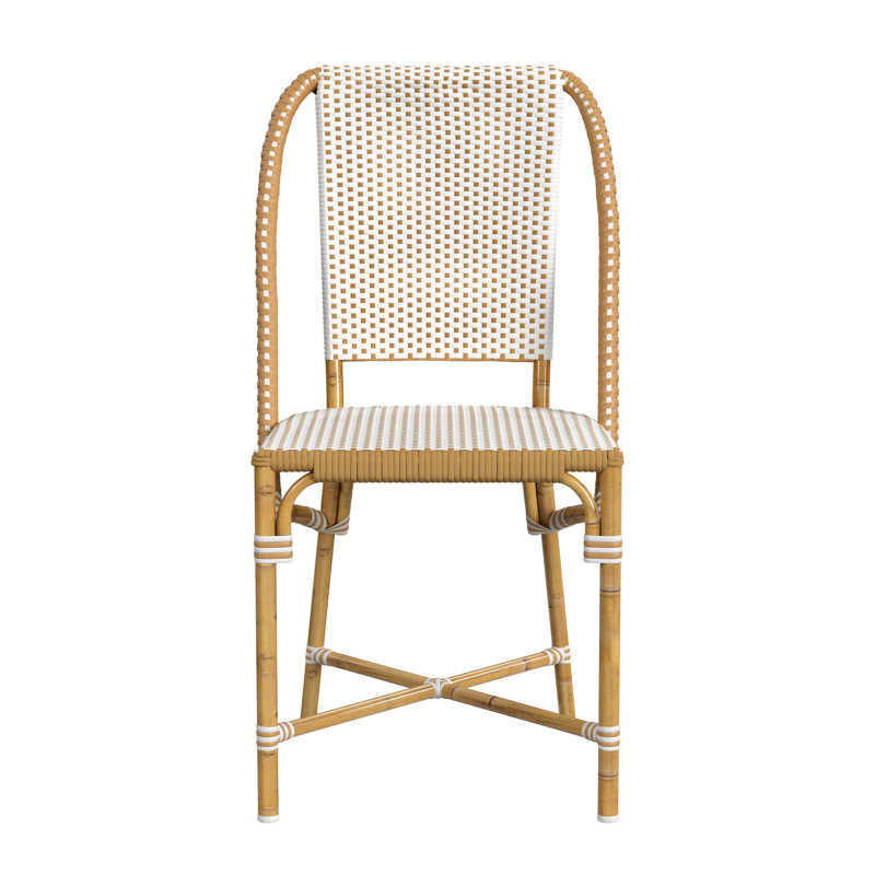 Tobias Outdoor Rattan Dining Chair, White/Beige