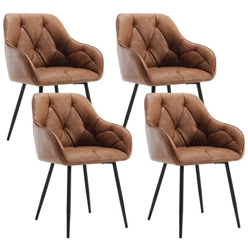 Rigney Upholstered Metal Side Chair, 4, Brown