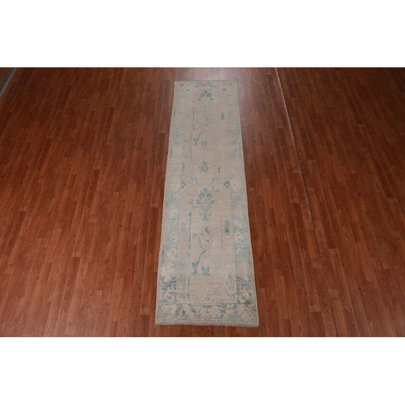 Vegetable Dye Wool Oushak Turkish Runner Rug 3x10