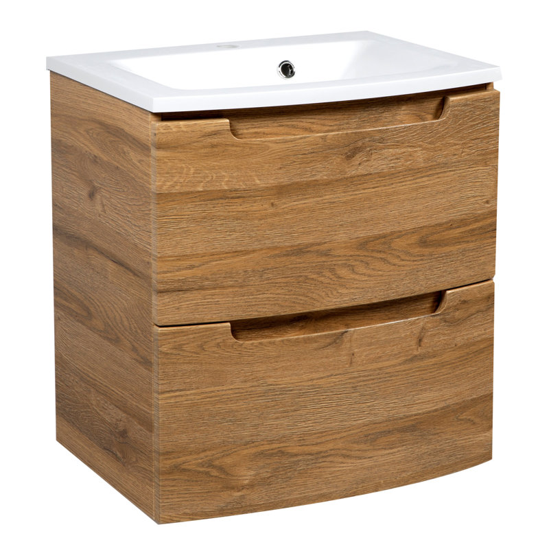Meuble-lavabo simple avec plateau 26,3 po Jaiana, Teck naturel