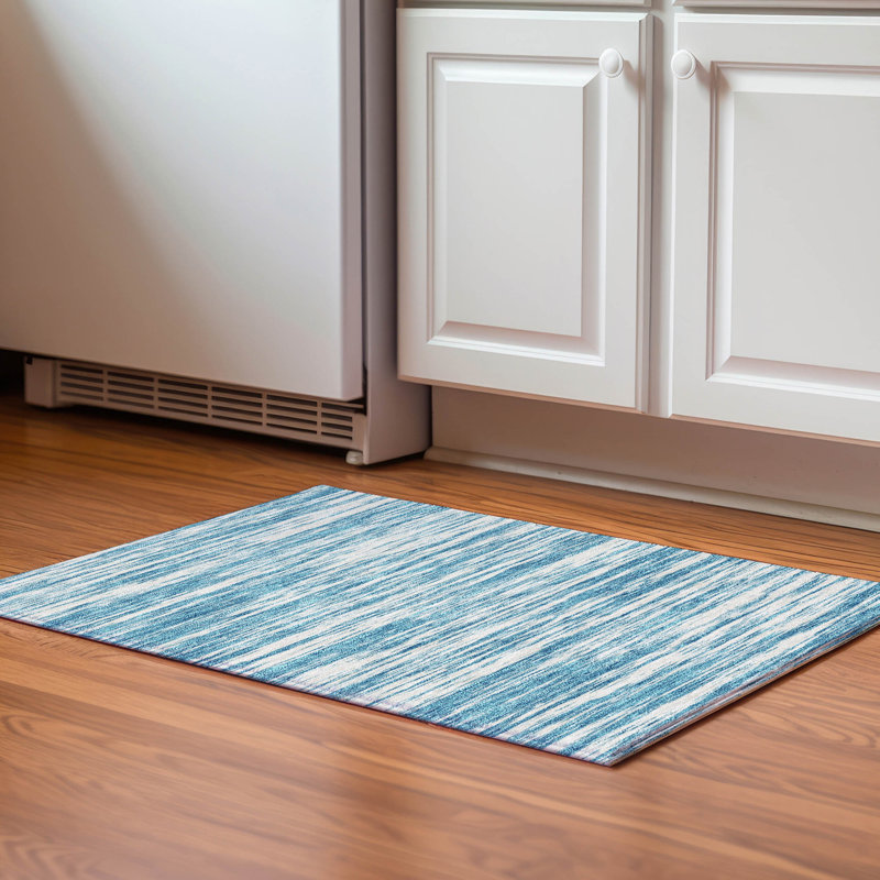 Premium Machine Washable Prisco Teal Rug, Rectangle 1'8" x 2'6"