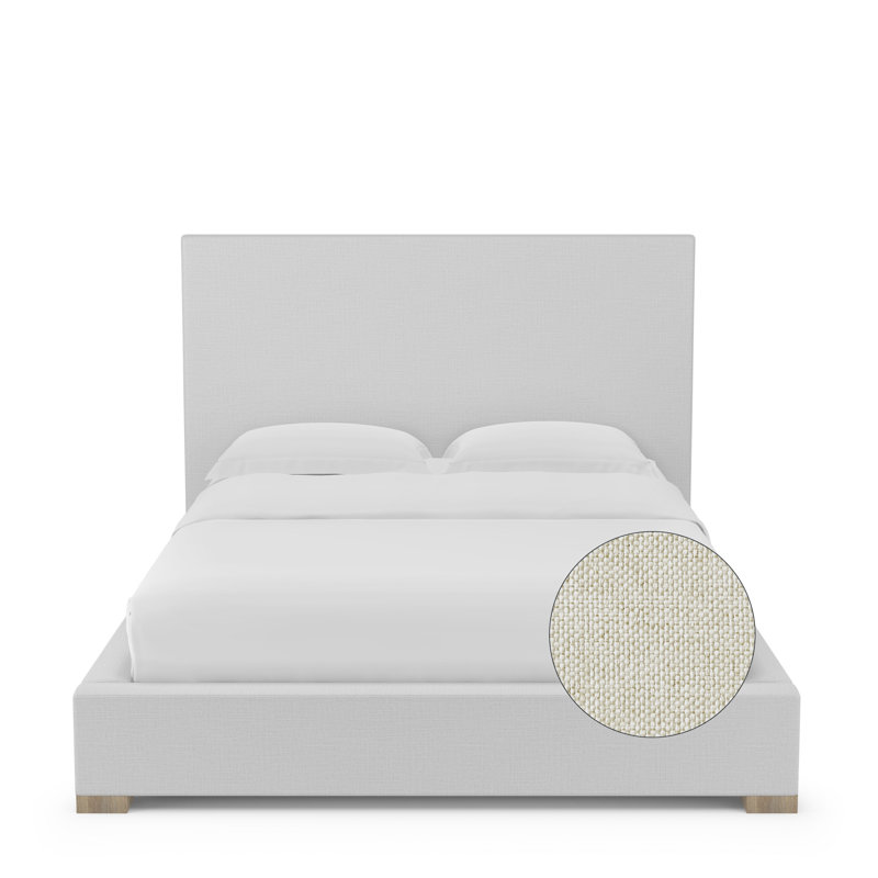Sloan Upholstered Bed, Twin, Pebble Weave Linen Alabaster, Natural
