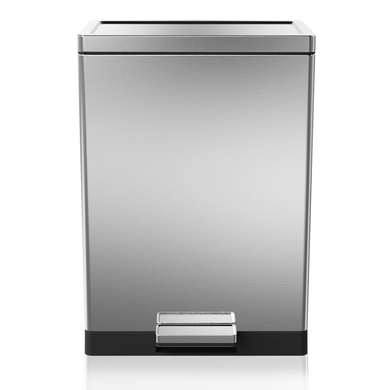Poubelle en acier inoxydable de 30 L (7,93 gallons) avec doublure intérieure en PP, pédale de barre en métal, conception à l'épreuve des doigts, couvercle à fermeture en douceur