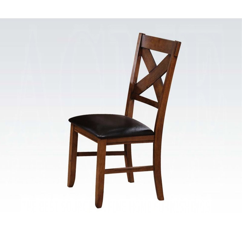 2 pièces et chaises de salle à manger en noyer - Conception sans accoudoirs élégante avec siège en mousse confortable en bois pour la zone et rembourré rustique