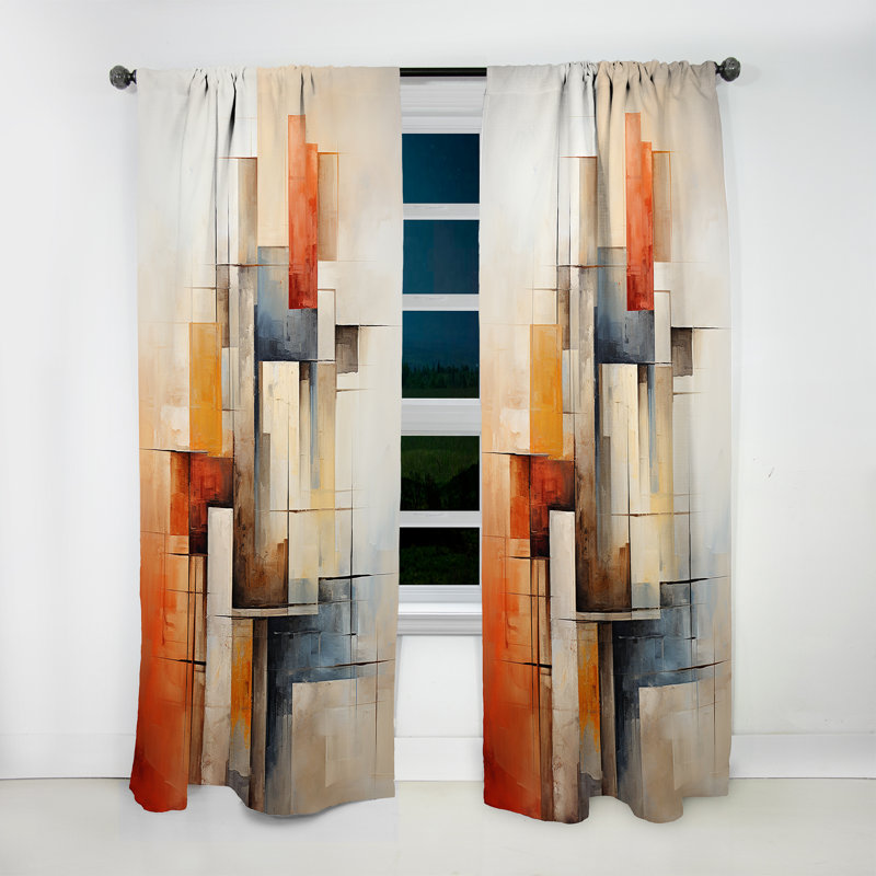 Cubism Fragmented Perspectives II - Cubism Curtain - Blackout Abstract Curtain - 1 Panels, 52" W x 84" L