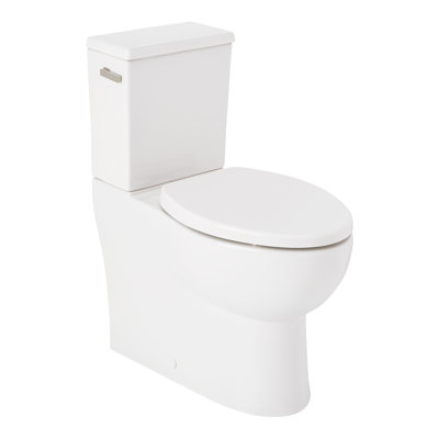 Lavrik Two-Piece Skirted Elongated Toilet with Reversible Tank - Brushed Nickel Handle