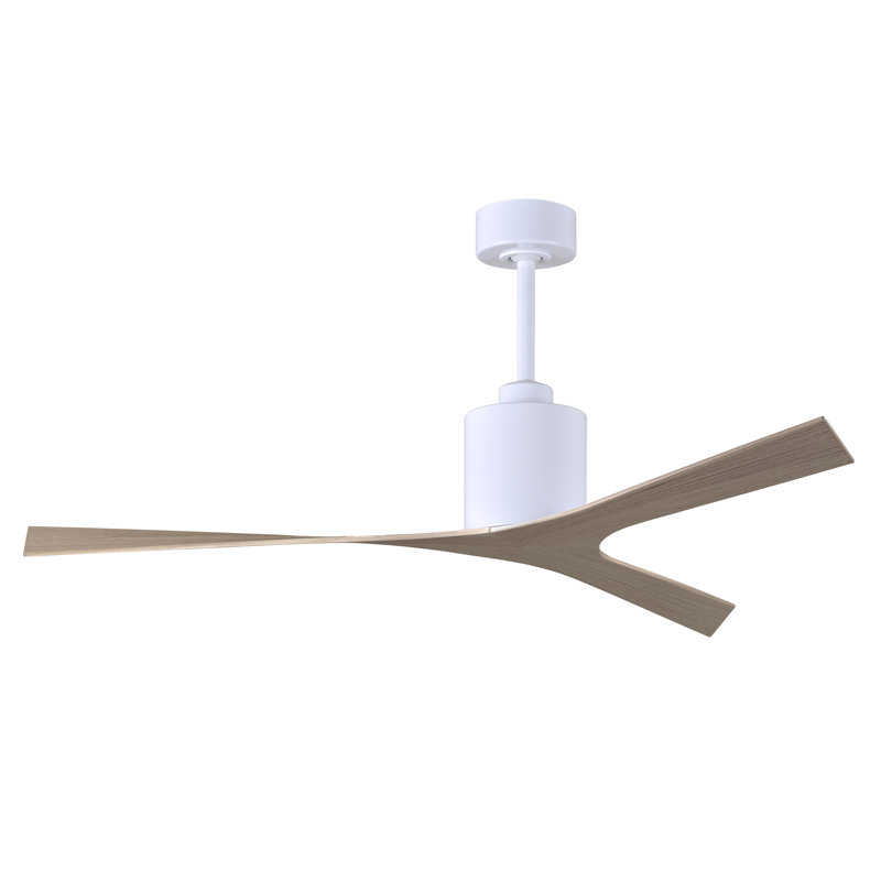 Ventilateur de plafond à 3 pales 56 po avec contrôle mural Molly, Blanc brillant, Ton bois de frêne gris