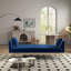 Canapé-lit moderne convertible pliable de 72 pouces avec un design capitonné, style rétro américain, velours bleu, idéal pour les petits espaces et la multifonctionnalité-718030077