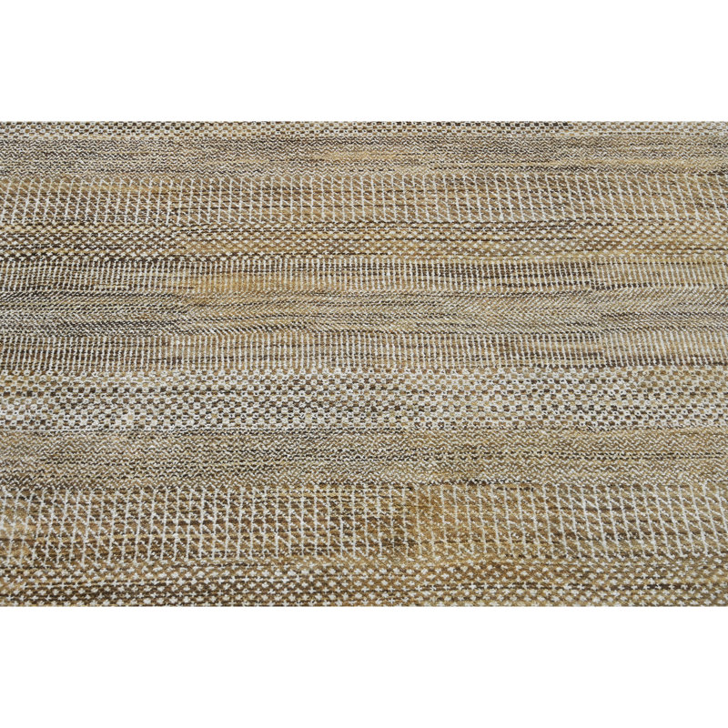 Tapis brun et ivoire de haute qualité noué à la main
