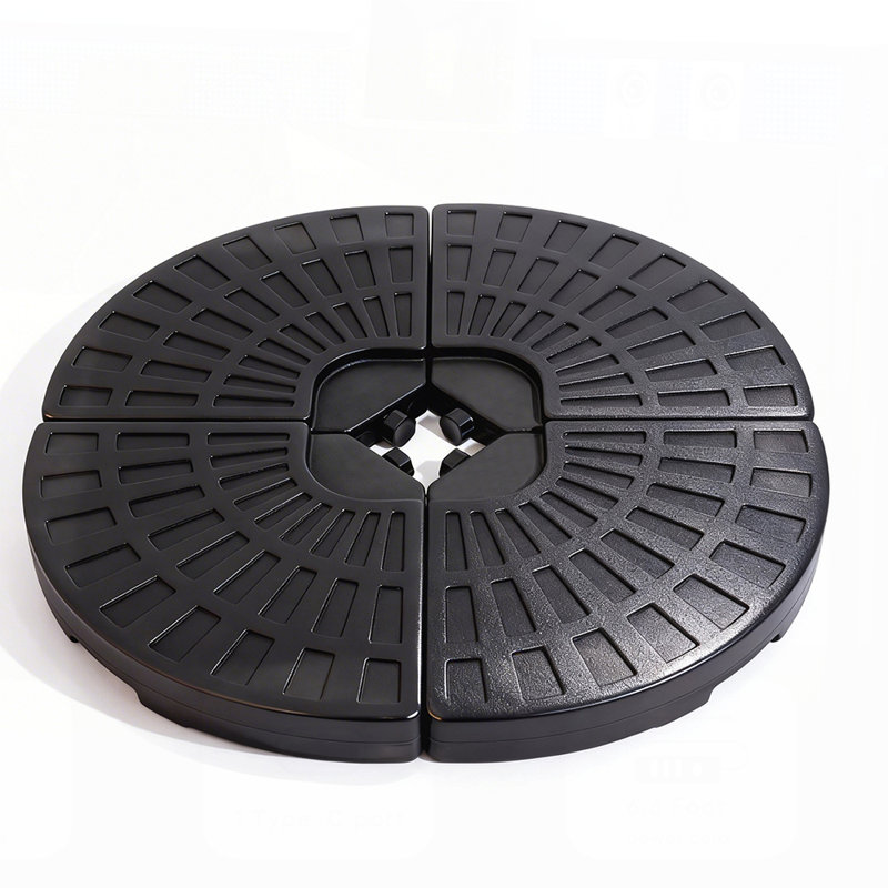 Base de parasol en porte-à-faux robuste de style ventilateur, rechargeable avec sable d'eau, PEHD résistant aux intempéries, portable empilable, pour cour et piscine