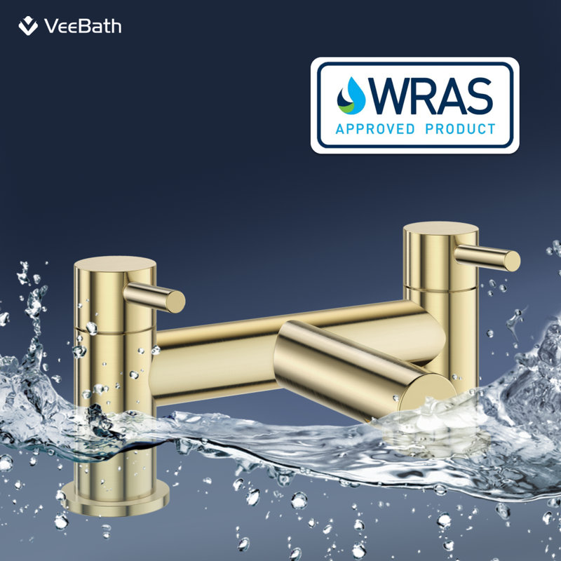 VeeBath Dixon Round Bath Filler Mixer Tap, Brushed Brass