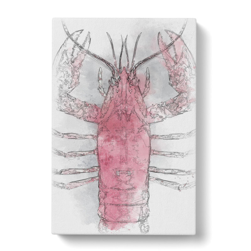 The Pink Lobster - Wrapped Canvas Drawing - Wrapped Canvas, 60cm H x 40cm W x 3cm D