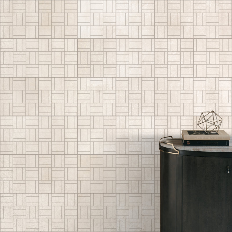 High Street Random Sized Porcelain Concrete Look Mosaic Wall & Floor Tile, Cotton