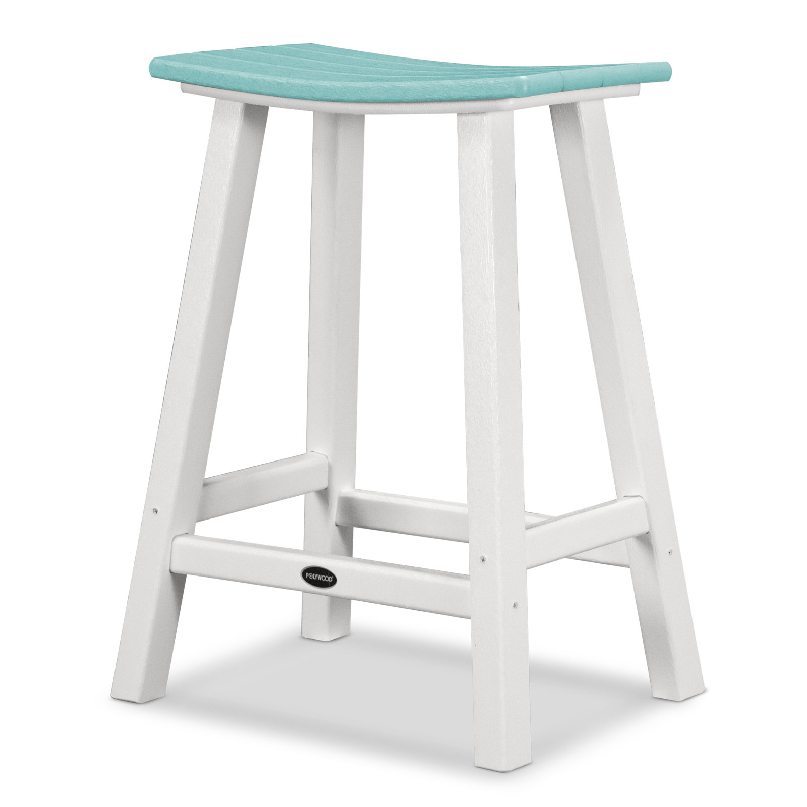 POLYWOOD® Contempo Saddle Counter Stool, White, Aruba