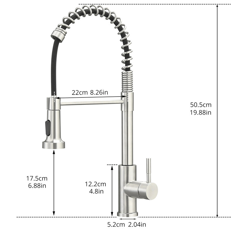 High-Performance Brushed Nickel Kitchen Sink Faucet - Pull Out , Leak-, , 360 Degree Swivel Function Functionality