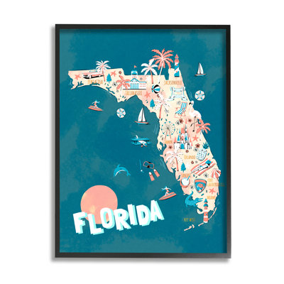 " Florida Sunny State Retro Vacation Tourism Vivid Map " by Ziwei Li