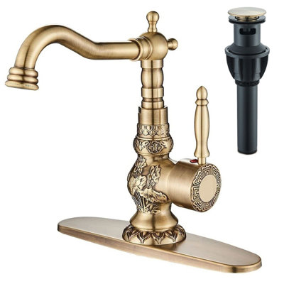 Deck Single-handle Bathroom Faucet with Drain Assembly