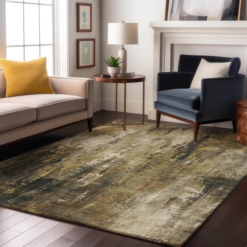 Tapis moderne de qualité supérieure lavable à la machine Strinko AMF1683, Rectangle 9 pi x 12 pi