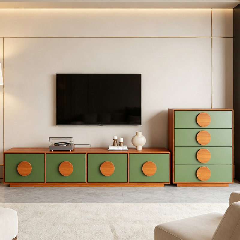 Meuble télé multifonctionnel en bois pour salon
