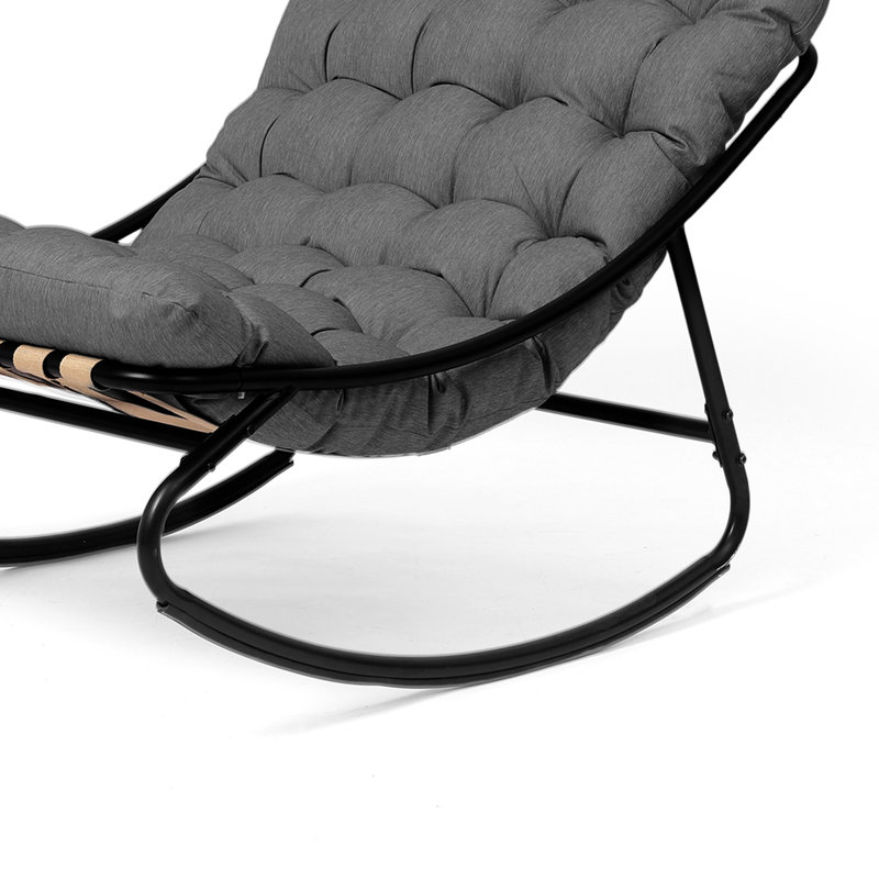 Tapasi Outdoor Metal Patio Lounge Chairs Rocking Chair, Gray
