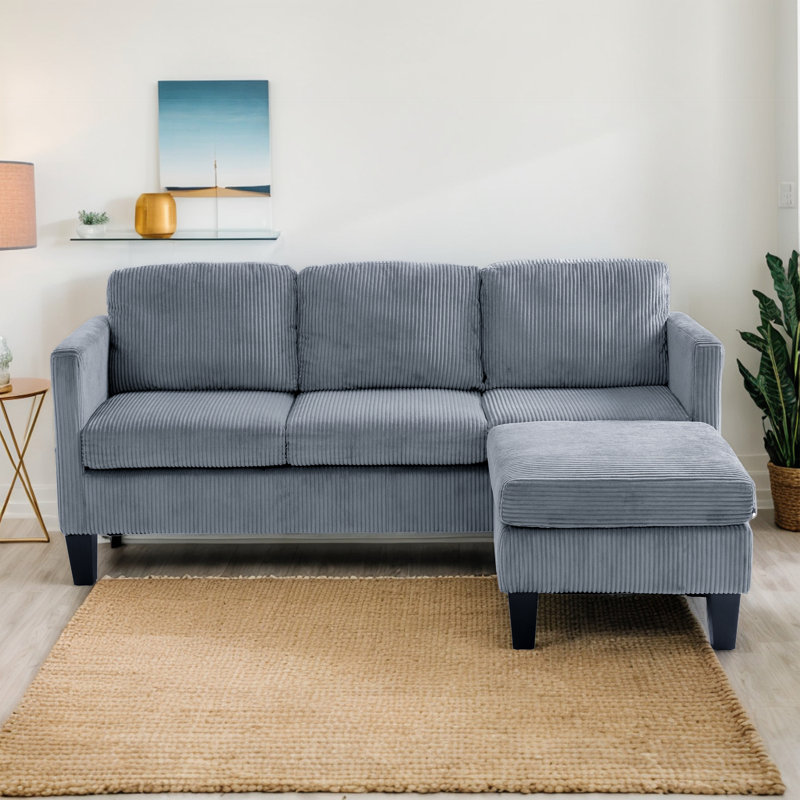 Canapé 67,32 po avec repose-pieds 1 pièce, Gris