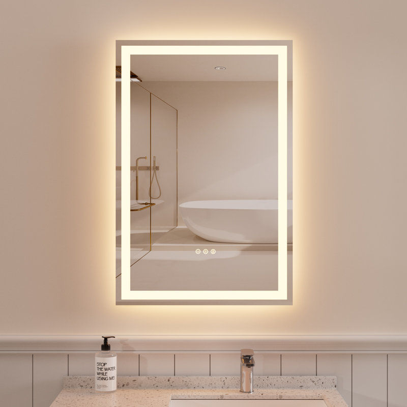 Miroir de salle de bain rectangulaire à DEL sans cadre, 36 po x 24 po