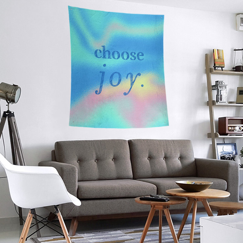 Tapisserie de polyester, choisir la joie citation, H 60 po x l 51 po, Vagues tropicales