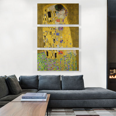 " The Kiss Rectangle 1907 " by Gustav Klimt 3 - Pieces